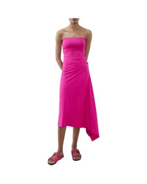 Mango Asymmetric Midi Skirt - Pink