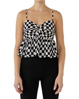 Grey Lab Checker Print Camisole - Black