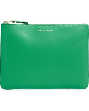 Comme des Garçons Medium Classic Leather Zip-Up Pouch - Green