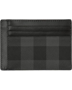 Burberry Check Money Clip Card Case - Black