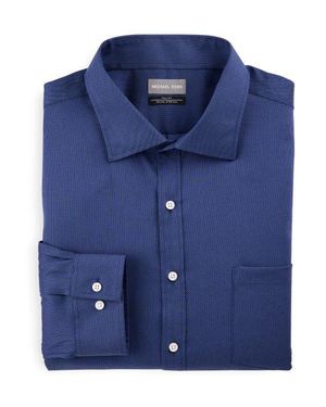 Michael Kors Big & Tall Micro Patterned Performance Dress Shirt - Blue