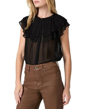 PAIGE Lucia Double Ruffle Collar Top - Black