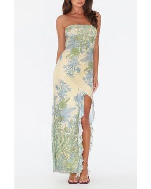 Tiger Mist Theo Floral Strapless Mesh Maxi Dress - Multicolor