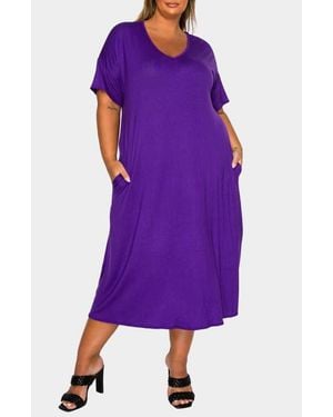 L I V D Olivia Short Sleeve Midi Dress - Purple
