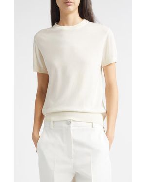 Partow Enzo Short Sleeve Virgin Wool Sweater - White