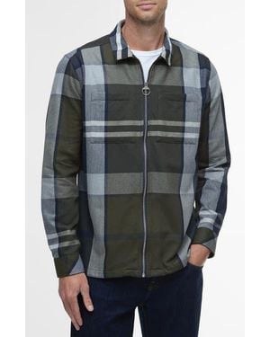 Barbour Lannich Tartan Cotton Twill Zip-Up Shirt Jacket - Gray
