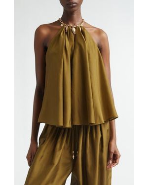 Zimmermann Mahon Silk Habutae Halter Top - Green