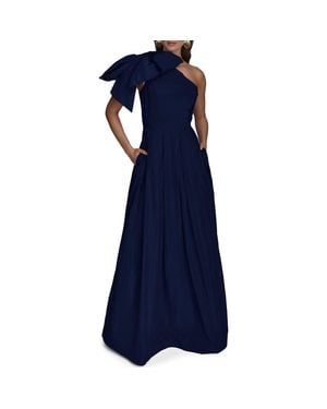 Donna Karan Bow One-Shoulder Gown - Blue