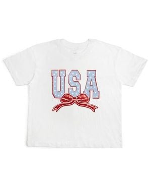 Sweet Wink Usa Stars & Bow Patch Short Sleeve T-Shirt - White