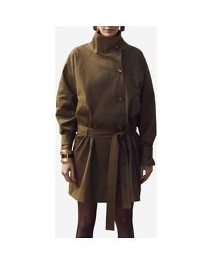 Mango Funnel Neck Belted Trench Coat - Brown