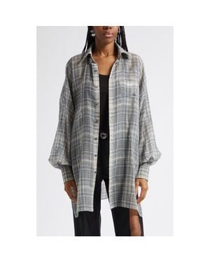 Coperni Check Zero Waste Cotton Button-Up Shirt - Gray