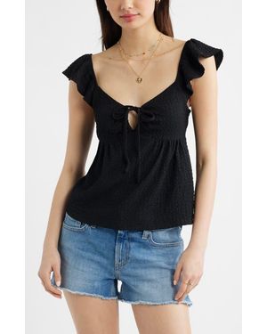 BP. Flutter Sleeve Top - Black