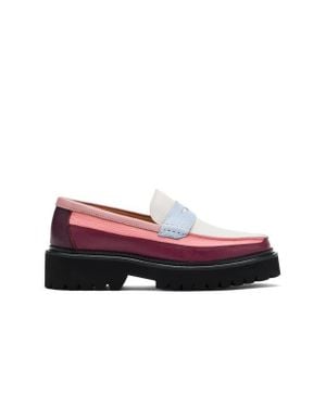 MARC NOLAN Ms. Adler Leather Lug Penny Loafers - Red