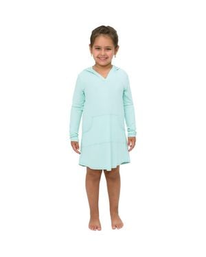 BloqUV Kid's Long Sleeve Sun And Uv Protection Hoodie Dress - Blue