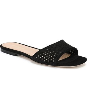 Veronica Beard Myla Perforated Slide Sandal - Black