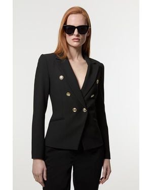 Karen Millen Tailored Button Military Blazer - Black