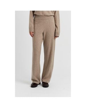 Chinti & Parker Wool Cashmere Wide Leg Track Pants - Natural
