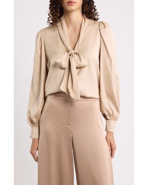 Kobi Halperin Selena Silk Pussy Bow Blouse - Natural