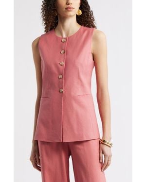 Nordstrom Linen Blend Longline Vest - Red