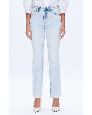 Bayeas High Waist Raw Hem Side Slit Bootcut Jeans - Blue