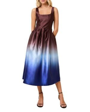 Solid & Striped The Gianna Ombré Colorblock Satin Dress - Blue