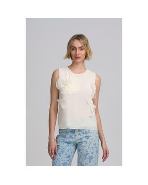 Elle Collection Floral Appliqué Shell - Gray