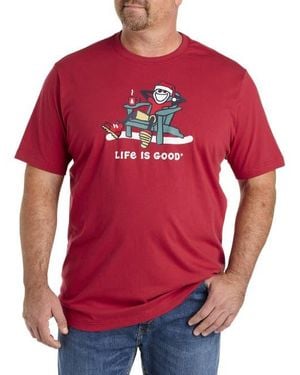 Life Is Good. Big & Tall Santa Graphic Tee - Red