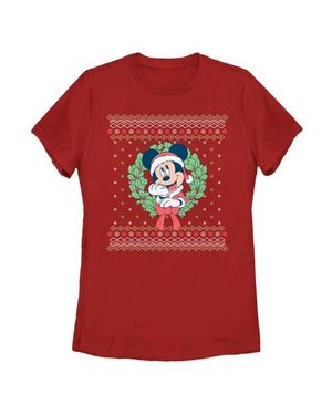 Mickey & Friends Christmas Gingerbread Cookies Collage Graphic T-Shirt - Red