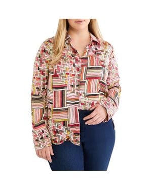 NIC+ZOE Colorweave Button-Up Top - Red