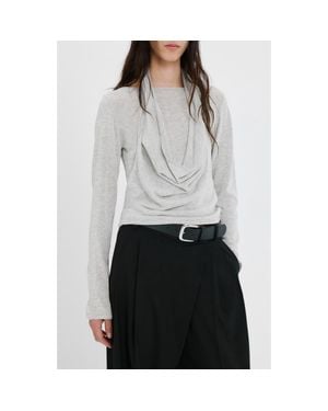 Mango Cowl Front Sweater - Gray