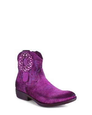 Zigi Edith Velvet Western Boot - Purple