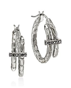 John Hardy Spear Hoop Earrings, Sterling, Sapphires - White