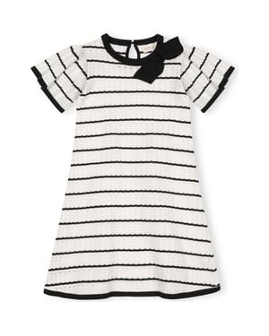 Hope & Henry Kids' Organic Bow Detail Pointelle Sweater Dress - Black