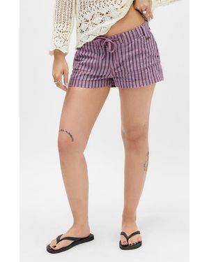 BDG Stripe Linen Shorts - Pink