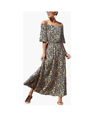 Lascana Floral Off Shoulder Maxi Dress - Black