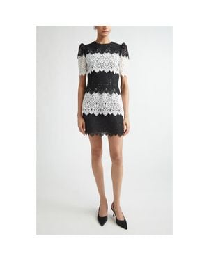 Carolina Herrera Colorblock Lace Minidress - Black