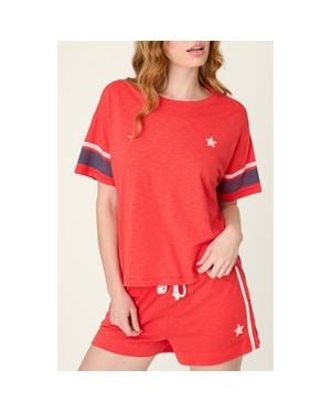 Pj Salvage Star Spangled Summer Cotton & Modal Pajama T-Shirt Top - Red