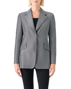 Akris Punto Metallic Bird's Eye Knit Blazer - Gray