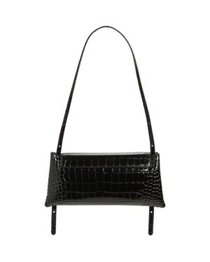 REE PROJECTS Elieze Croc Embossed Patent Leather Clutch - Black