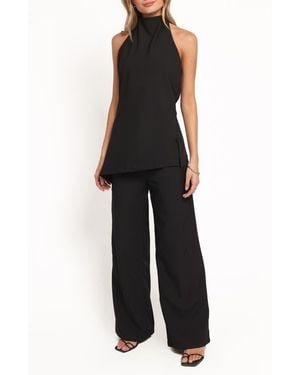 Petal & Pup Jane Halter Top & Wide Leg Drawstring Pants Set - Black