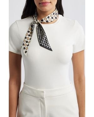 Echo Spot & Dot Silk Satin Ribbon Scarf - White