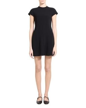 Theory Raglan Mock Neck Shift Minidress - Black