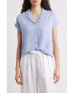 Beach Lunch Lounge London Cotton Gauze Popover Top - Blue