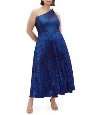 City Chic Kamila Metallic One-Shoulder Maxi Dress - Blue