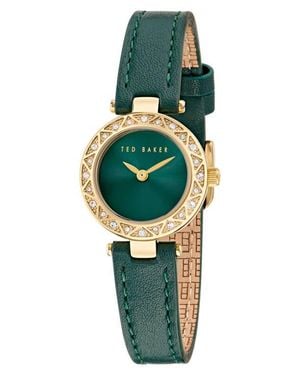Ted Baker Jolyye Leather Strap Watch, 24Mm - Green