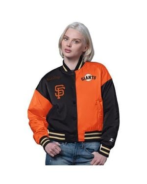 Starter San Francisco Giants Offside Cropped Full-Snap Varsity Jacket - Orange