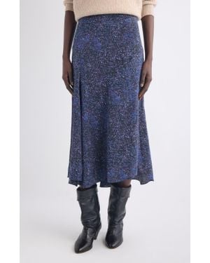 Isabel Marant Hortensia Mosaic Print Stretch Silk Midi Skirt - Blue