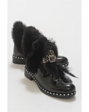 Prologue Shoes Polina Fur Boot - Black
