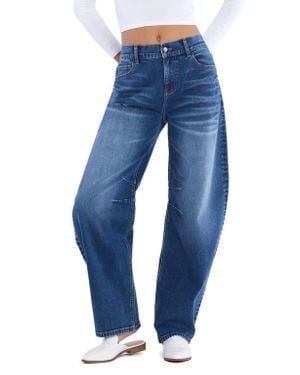 Wash Lab Denim Luring High Waist Barrel Jeans - Blue