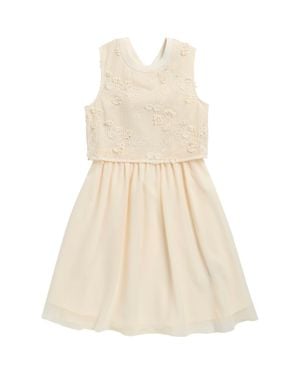 Reiss Kids' Gianna Floral Embroidered Dress - Natural